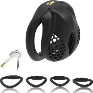 black pink chastity cage ergonomic breathable wearing guide graphic