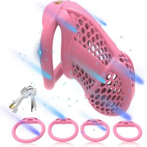 black pink chastity cage ergonomic breathable accessory kit view
