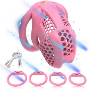 black pink chastity cage ergonomic breathable detail close-up