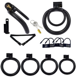 Small Double-Ring Black Chastity Cage Set