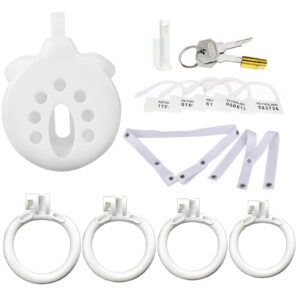 Each parts of Breathable Resin white Chastity Cage