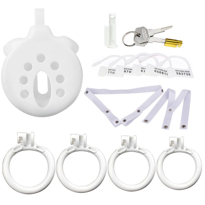Each parts of Breathable Resin white Chastity Cage