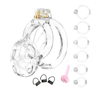 All parts of Transparent Rubber & ABS Chastity Cage