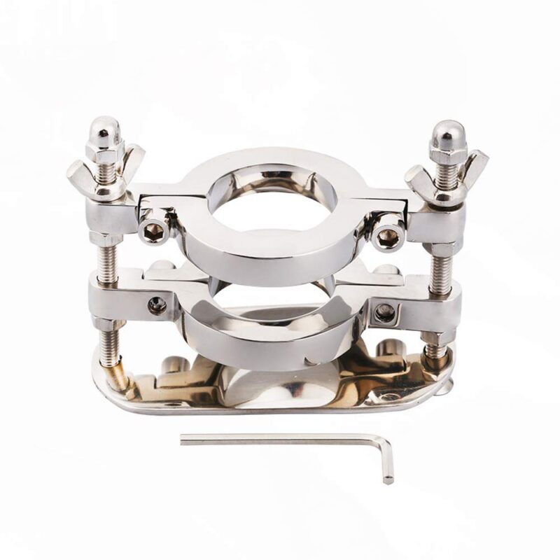 Dual Ballstretcher Ring for CBT Bondage with Scrotum Weight Pull