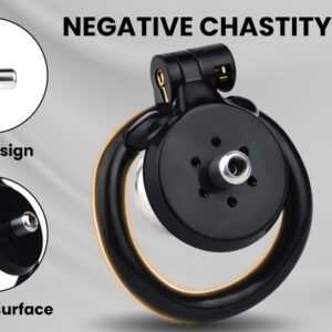black steel chastity cage flat negative cage-stainless material detail graphic