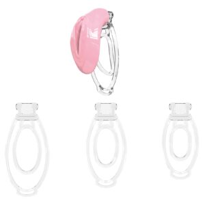 pink silicone chastity cage inverted vagina angled product view