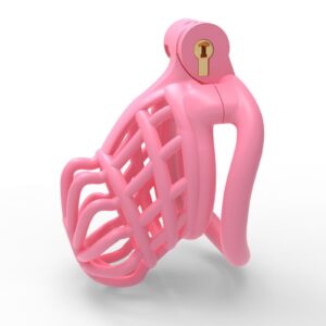 pink silicone chastity cage breathable angled product view
