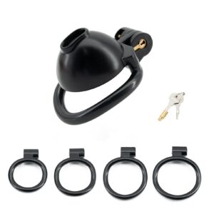 black chastity cage comfort-fit small rings angled product view