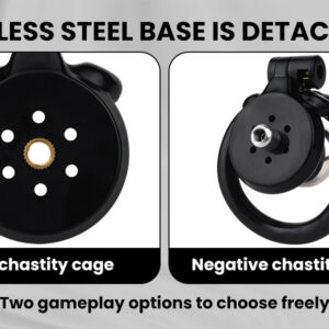 black steel chastity cage flat negative cage-stainless wearing guide graphic