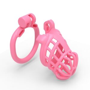 pink silicone chastity cage breathable back product view