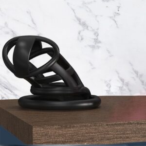 silicone chastity cage ergonomic angled product view