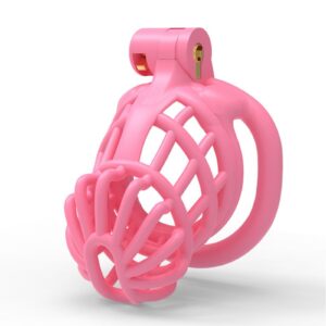Pink Breathable Silicone Chastity Cage