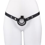 Wearing Front view of Small Double-Ring Black Chastity Cage