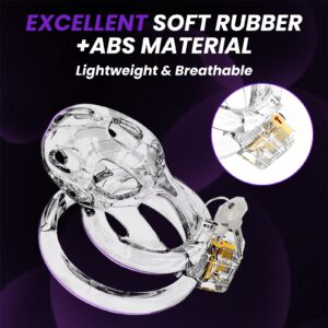 Lock of Transparent Rubber & ABS Chastity Cage