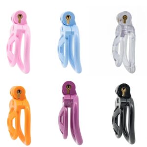 pink resin chastity cage lightweight cock detail close-up