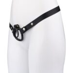 Wearing view of Small Double-Ring Black Chastity Cage