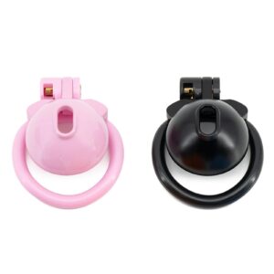 black chastity cage comfort-fit small rings detail close-up