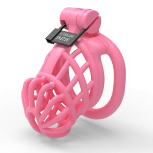 pink silicone chastity cage breathable wearing guide graphic