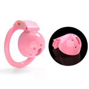 pink resin chastity cage breathable wearing guide graphic