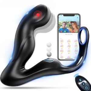 APP-Controlled Anal Vibrator with Dual Penis Ring & 9 Vibration + Swing Modes