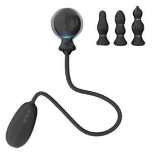 Inflatable Anal Vibrator Set with 4 Silicone Plugs & 10 Vibration Modes + Remote