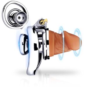 metal silicone chastity cage cock set dildo lock back product view