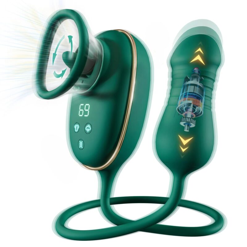 3-in-1 Clit, G-Spot & Nipple Vibrator with 9 Suction + 9 Thrust Modes