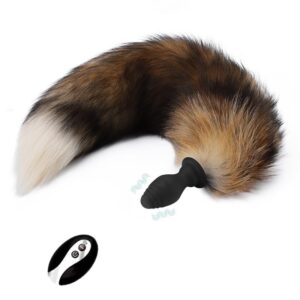 Fox Tail Vibrating Anal Plug 10 Modes Remote Control for Couples Fun