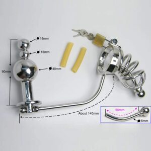 metal steel chastity cage stainless belt cock catheter angled product view