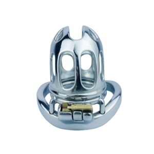 metal steel chastity cage stainless male hollow cock angled product view