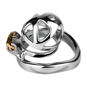 metal steel chastity cage cutout concealed lock wearing guide graphic