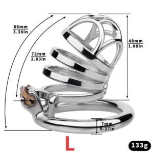 Stainless steel chastity cage L size chart