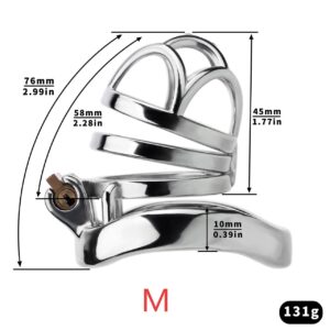 Stainless steel chastity cage M size chart