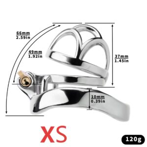 Stainless steel chastity cage XS size chart