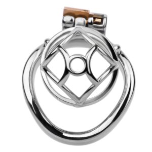 Stainless steel stealth chastity cage front view