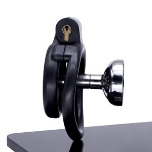 Inverted Chastity Cage with Catheter-Flat Resin Male Device with Urinal Tray