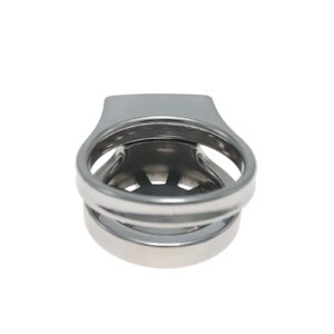 metal chastity cage flat catheter hidden lock angled product view