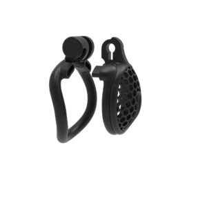 Black mini chastity cage side view