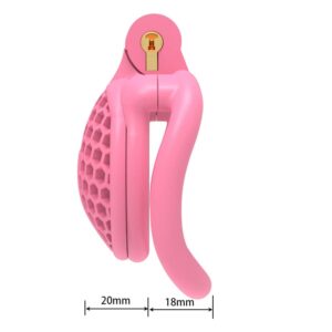 pink resin chastity cage mini cage-honeycomb nylon cock back product view