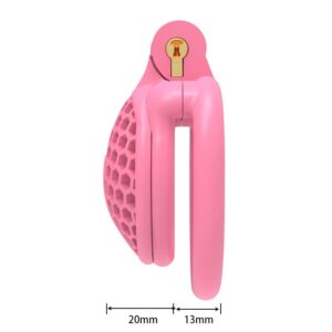 pink resin chastity cage mini cage-honeycomb nylon cock detail close-up