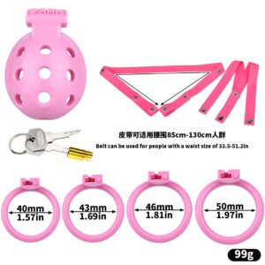 pink chastity cage pinky sissy cock cage-3d wearing guide graphic