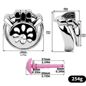 metal steel chastity cage vagina-shaped inverted cage-stainless male wearing guide graphic
