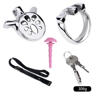 Stainless steel inverted chastity cage full kit