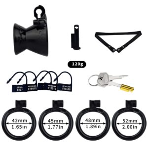 Black sissy inverted chastity cage kit with rings