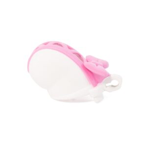 pink chastity cage bow invisible lock wearing guide graphic