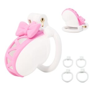 Pink Bow Chastity Cage with Invisible Lock