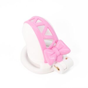 pink chastity cage bow invisible lock angled product view