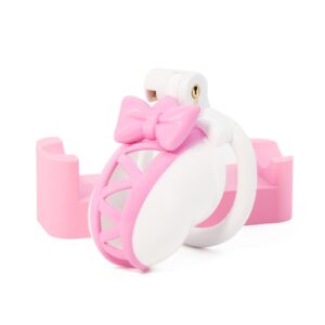 pink chastity cage bow invisible lock accessory kit view