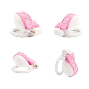 pink chastity cage bow invisible lock feature detail graphic