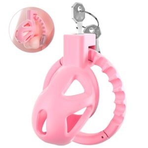 Pink lightweight sissy chastity cage with lock